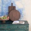 imageCreative CoOp Round Mango Wood CheeseCutting Board with Handle Walnut Finish