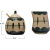 imageCreative CoOp Stoneware Creamer and Sugar Pot with Painted Designs and Bamboo Spoon Midnight Blue and Cream Set of 3 Pieces