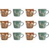 imageCreative CoOp Stoneware Mug with Botanical Design Orange and Green Set of 2