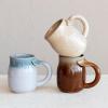 imageCreative CoOp Stoneware Mug with Whale Tail Handle and Small Dots Multicolor Set of 6