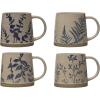imageCreative CoOp Hand Stamped Stoneware Wax Relief Botanical Design Antique Blue and White Set of 4 Styles Mugs