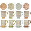 imageCreative CoOp HandPainted Stoneware Saucer with Saying Set of 4 Mug Set 5quot L x 4quot W x 5quot H Multicolor