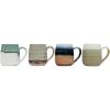 imageCreative CoOp Large Multicolor Stoneware Mugs with Ribbed Sides Set of 4 ColorsRounded Handle