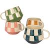 imageCreative CoOp Stoneware Mug Set with Checkered Patterns Multicolor Set of 4