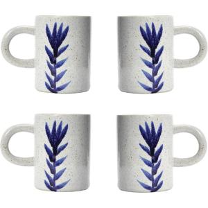 imageCreative CoOp Bloomingville Creative CoOp Hand Painted Stoneware Mug with Flower Design Antique Blue and White Reactive Glaze Set of 4 5quot L x 3quot W x 4quot H DF6578SETMug