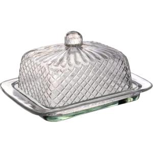 imageCreative CoOp Clear Embossed Rectangular Reclaimed Glass Butter Dish Medium