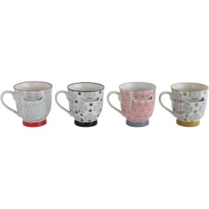 imageCreative CoOp Decorative Stoneware Mugs with Tea Bag Holders Set of 4 Designs