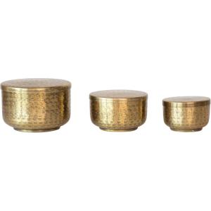 imageCreative CoOp Hammered Debossed Aluminum Containers Antique Brass Set of 3