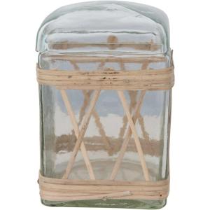 imageCreative CoOp Rattan Wrapped Glass Lid Jar 5quot L x 5quot W x 8quot H Multicolor