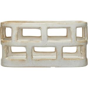 imageCreative CoOp Stoneware Food Storage Basket with Distressed Matte Finish White