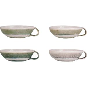 imageCreative CoOp Stoneware Mug Set with Various Colors and Low Height Multicolor Set of 4