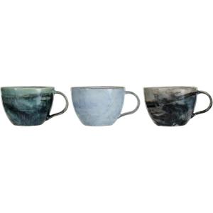 imageCreative CoOp Stoneware Mug with Marble Finish and Various Colors Multicolor Set of 3