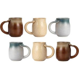 imageCreative CoOp Stoneware Mug with Whale Tail Handle and Small Dots Multicolor Set of 6