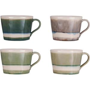 imageCreative CoOp Tall Stoneware Mug Set Multicolor Set of 4