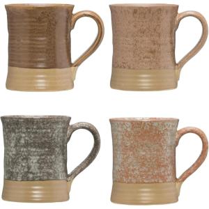 imageStoneware Mug with Reactive Glaze Finish Set of 4 ColorsEach one Will Vary