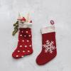 imageCreative CoOp 20 H Cotton Knit Stocking wSnowflake Red ampamp Cream Color