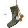 imageCreative CoOp 734H Velvet Stocking Ornament wPom Poms Grey Tan ampamp Cream Color