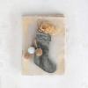 imageCreative CoOp 734H Velvet Stocking Ornament wPom Poms Grey Tan ampamp Cream Color