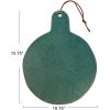 imageCreative CoOp Aqua Round Stoneware Cheese Board with Leather Tie Large
