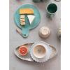 imageCreative CoOp Aqua Round Stoneware Cheese Board with Leather Tie Large