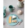 imageCreative CoOp Aqua Round Stoneware Cheese Board with Leather Tie Large