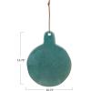 imageCreative CoOp Aqua Round Stoneware Cheese Board with Leather Tie Large