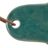 imageCreative CoOp Aqua Round Stoneware Cheese Board with Leather Tie Large