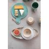 imageCreative CoOp Aqua Round Stoneware Cheese Board with Leather Tie Large