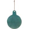 imageCreative CoOp Aqua Round Stoneware Cheese Board with Leather Tie Large