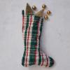 imageCreative CoOp Green and Red Woven Cotton Blend Stocking Cream Color Plaid
