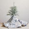 imageCreative CoOp Round Quilted Cotton Patchwork Floral Tree Skirt White and Blue