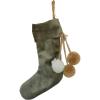 imageCreative CoOp 734H Velvet Stocking Ornament wPom Poms Grey Tan ampamp Cream Color