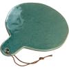 imageCreative CoOp Aqua Round Stoneware Cheese Board with Leather Tie Large