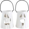 imageCreative CoOp Ceramic Ghost Lantern with Metal Handle White 2 Styles
