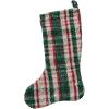imageCreative CoOp Green and Red Woven Cotton Blend Stocking Cream Color Plaid