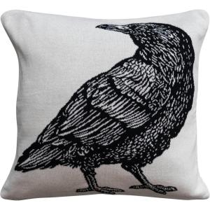 imageCreative CoOp 18 Square TwoSided Cotton Knit Pillow wCrow White ampamp Black