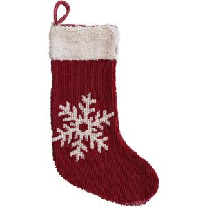 imageCreative CoOp 20 H Cotton Knit Stocking wSnowflake Red ampamp Cream Color