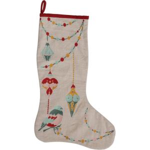 imageCreative CoOp 20quot H Cotton Printed Stocking wEmbroidery Multi Color
