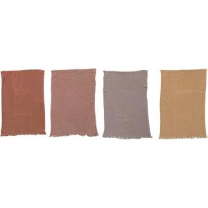 imageCreative CoOp Cotton Double Cloth Tea Towel with Fringe Multicolor Set of 4