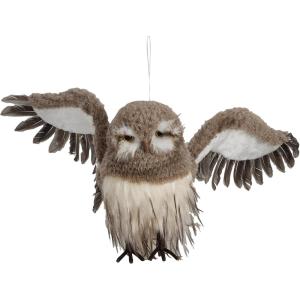 imageCreative CoOp Faux Fur and Feather Flying Owl Ornament Brown