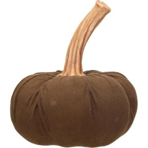 imageCreative CoOp Large Flocked Resin Pumpkin with Stone Powder Brown