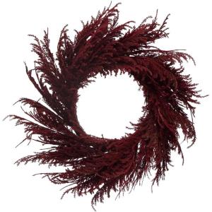 imageCreative CoOp Round Faux Pampas Grass Wreath Burgundy