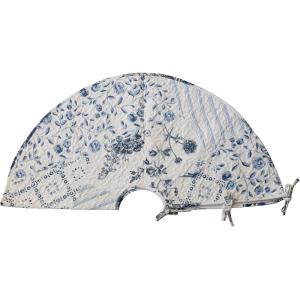 imageCreative CoOp Round Quilted Cotton Patchwork Floral Tree Skirt White and Blue