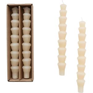 imageCreative CoOp Unscented Acorn Shaped Taper Candles in Box Ivory Set of 2
