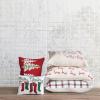 imageCreative CoOp Cotton Slub Lumbar Pillow with Embroidered Trees Pom Trim Red Green Natural