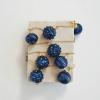imageCreative CoOp Embossed Mercury Glass Ornament Garland with Gold Cord Dark Blue