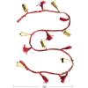 imageCreative CoOp Metal Bell Garland with Painted Pattern and Cotton Tassels Gold Finish Red and White