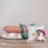 imageCreative CoOp Multicolor Square Linen Blend Printed Pillow with Tree Deer Embroidery and Beads