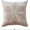 imageCreative CoOp Natural White and Gold Square Cotton Canvas Pillow with Embroidered Snowflake and Beads Color