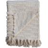 imageCreative CoOp Woven Cotton Blend Throw with Metallic Thread and Fringe Natural and Gold